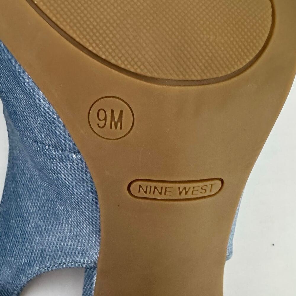 Nine West Women’s Ankle Strap Spool Heel Pointed Toe Chambray Blue Heels Size 9 - Picture 11 of 11